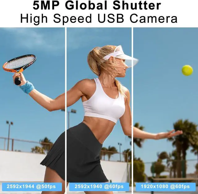 Alt view image 2 of 5 - ALPCAM 5MP Global Shutter USB Camera Module High Speed 60fps 1080P PC Webcam with No Distortion Lens Lightburn Camera UVC for Computer Laptop Android and Raspberry Pi