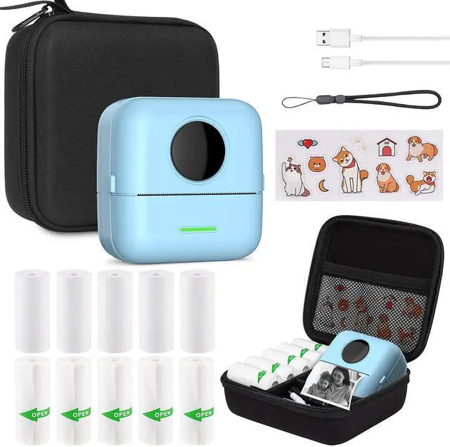 Main image of HUIJUTCHEN Print Pods Mini Sticker Printer Thermal Inkless Printer for iOS&Android with Hard Protection Storage Case,Bluetooth Label Maker with 11 Rolls Thermal PaperSticker for Photo Receipt DIY