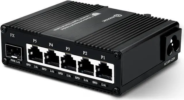 Main image of Atroodac Mini 6 Port Multi-Gigabit Unmanaged Ethernet Switch with 5 x 1.25G Base-T Ports and 1 x 1.25G SFP Slot Network Switch Compatible with 100/1000Mbps Metal Case Fiber Switch with Power Cord