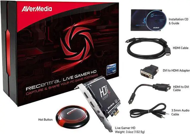 Alt view image 5 of 5 - AVerMedia Live Gamer HD, Game Capture and Streaming in High Definition 1080p, Reduce CPU Usage, Ultra Low Latency, H.264 Hardware Encoding HD Game Recorder, PCIe, (C985)