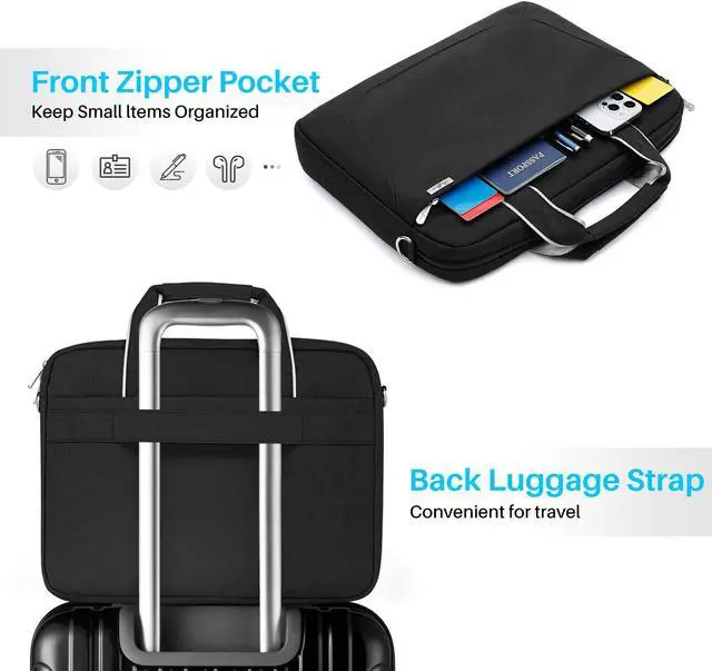 Alt view image 4 of 5 - BAFFINA 15.6 16 Inch Laptop Shoulder Bag for Men Women,Waterproof Computer Carrying Case Messenger Bag with Strap,Laptop Briefcase for 14-15-16 Inch MacBook/Chromebook/Notebook Hp Dell Acer Asus,Black