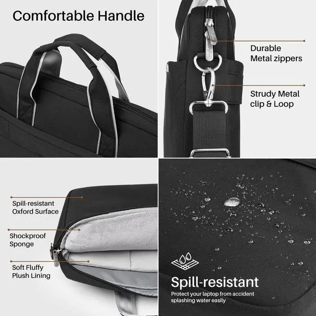 Alt view image 5 of 5 - BAFFINA 15.6 16 Inch Laptop Shoulder Bag for Men Women,Waterproof Computer Carrying Case Messenger Bag with Strap,Laptop Briefcase for 14-15-16 Inch MacBook/Chromebook/Notebook Hp Dell Acer Asus,Black