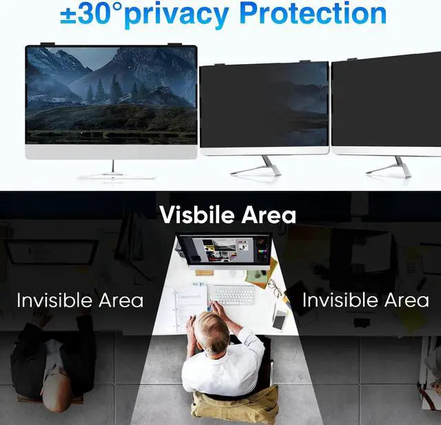 Alt view image 4 of 5 - Magnetic 23.8 Inch Computer Screen Privacy Shield, Privacy Screen Filter for Frameless Monitor Widescreen 16:9 Aspect Ratio, Blue Light Protector, Anti-Spy & Anti-Scratch