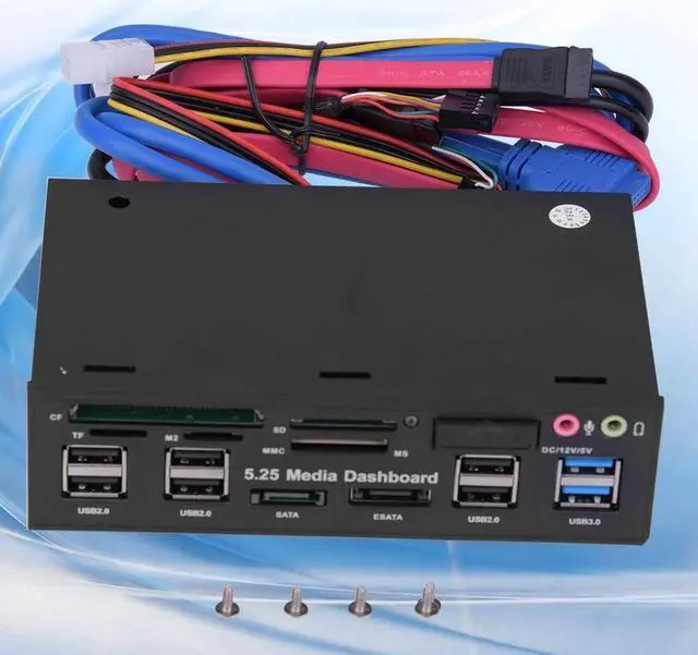 Alt view image 4 of 5 - Internal Card Reader, 5.25inch Media Dashboard Front Panel Audio, All-in-1 Card Reader with USB3.0/2.0 HUB eSATA SATA Multi Card Reader(M2 / TF/SD/MMC/MS/CF)