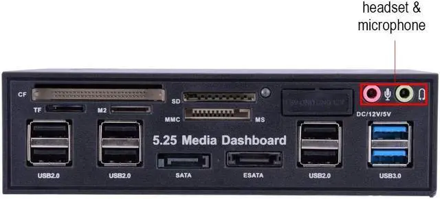 Alt view image 5 of 5 - Internal Card Reader, 5.25inch Media Dashboard Front Panel Audio, All-in-1 Card Reader with USB3.0/2.0 HUB eSATA SATA Multi Card Reader(M2 / TF/SD/MMC/MS/CF)