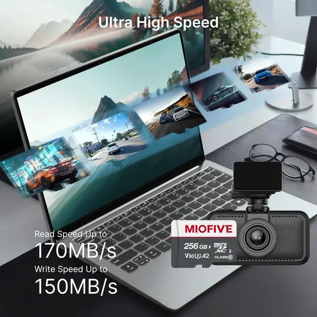 Alt view image 2 of 5 - Miofive Memory Card - Ultimate Micro SD Card with USB 3.0 Type-C Card Reader 170MB/s, C10, U3, A2, V30, 4K for Dash Cams, Android Smartphones, Tablets, and Gaming Devices (256GB)