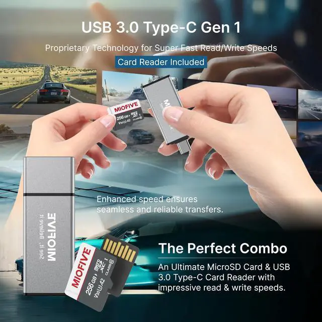 Alt view image 3 of 5 - Miofive Memory Card - Ultimate Micro SD Card with USB 3.0 Type-C Card Reader 170MB/s, C10, U3, A2, V30, 4K for Dash Cams, Android Smartphones, Tablets, and Gaming Devices (256GB)