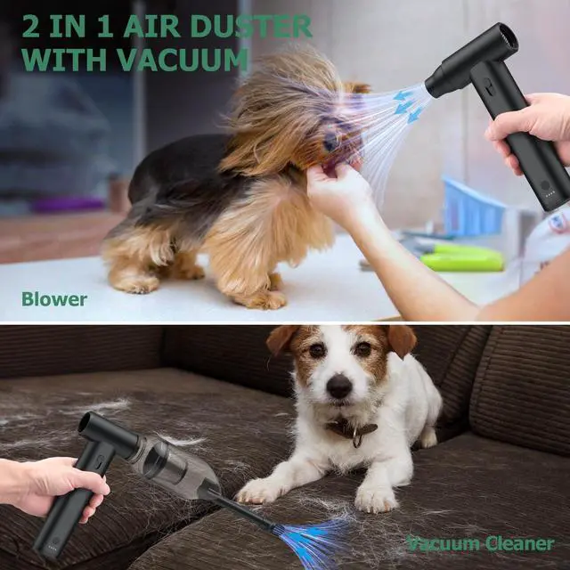 Alt view image 2 of 5 - JiGiU 2 in 1 Electric Air Duster and Mini Vacuum 125000rpm Air Blower Compressed Air Duster Cordless Air Blower Electric Duster with 4 Nozzles for Keyboard Car Electric Devices Cleaning