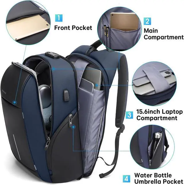 Alt view image 4 of 5 - BANGE Backpack for Men, Laptop Backpacks for 15.6 Inch Notebook,Lightweight Mens Classy Backpack, Businedd Work Back Pack for Men and Women...