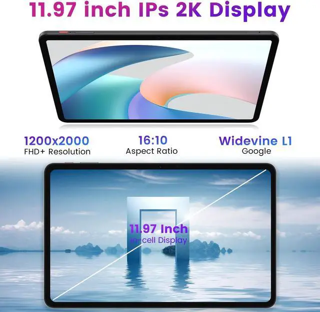 Alt view image 5 of 5 - Tablet 12 inch Android 14 Tablet, 20(8+12) GB RAM 256GB ROM (Expandable to 1TB), T616 CPU, 8000mAh Battery, 18W PD Fast Charger, 4 Speakers, 5G WiFi + 4G LTE, Dual 13+5MP Camera, GPS (Gray)