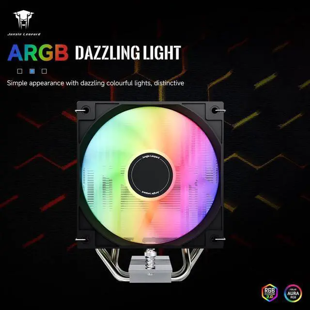 Alt view image 4 of 5 - Jungle Leopard AF401 Digital ARGB CPU Cooler, 4 Heat Pipe Direct Touch Process, HDB Bearing 120mm PWM ARGB Fan Air Cooler 220W TDP, Suitable for AMD AM4/AM5 & Intel LGA 1700/1200/115X
