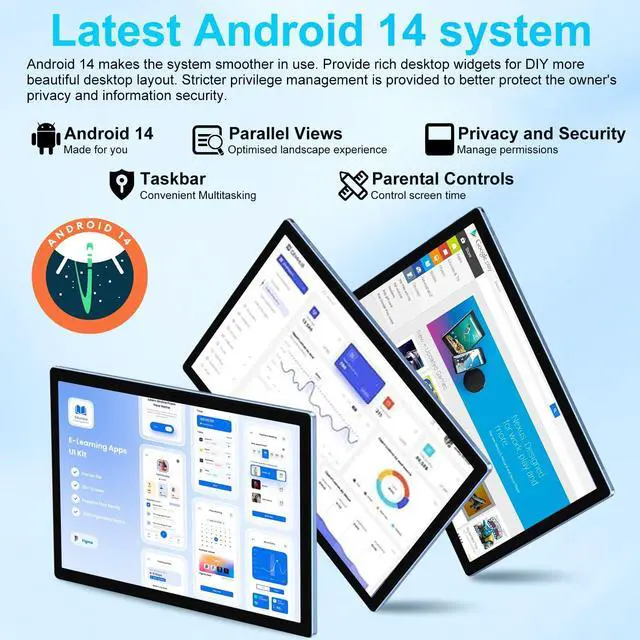 Alt view image 5 of 5 - 2025 Tablet 10 Inch Android 14 Tablets with 22GB RAM 128GB ROM 1TB Expand, Octa-Core Tablet with Keyboard Mouse, 8000mAh Battery, HD IPS Display, GPS, Widevine L1, Split Screen, Metal Body -Blue