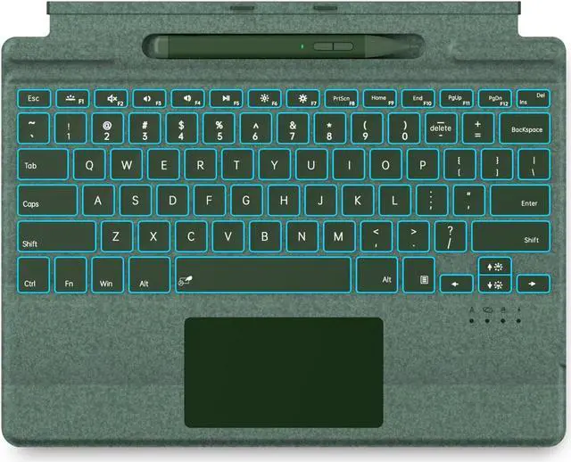 Main image of JvKzaen Surface Pro 9 Keyboard with Slim Pen, Compatible with Microsoft Surface Pro 11 10 9 8 X, 13 Inch Bluetooth Wireless Backlight Type Cover Keyboard with Slim Pen, Keyboard with Slim Pen Green
