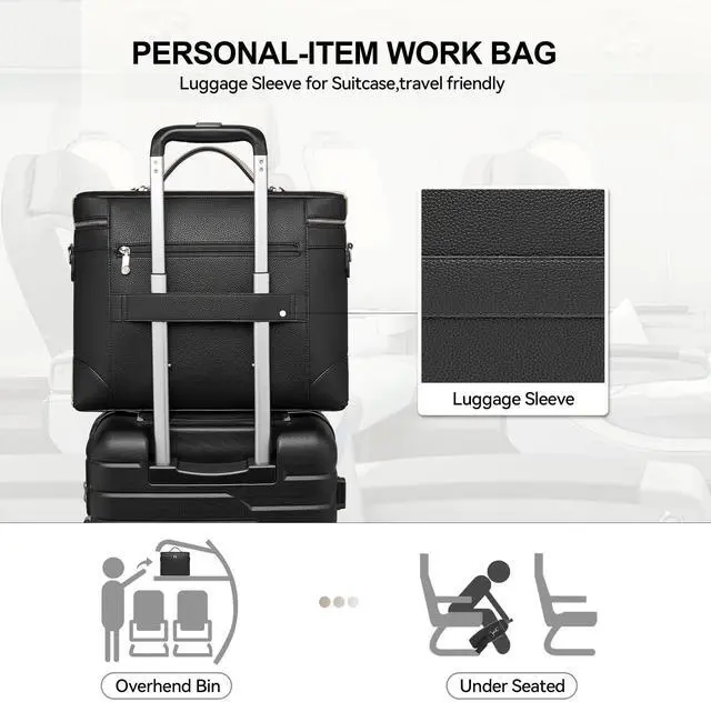 Alt view image 5 of 5 - BOSTANTEN Laptop Bag for Women Work Tote Bag Leather Briefcase Messenger Bag for Bussiness Trip/Office,Fits for MacBook Pro 16 Inch, HP 15.6 Inch