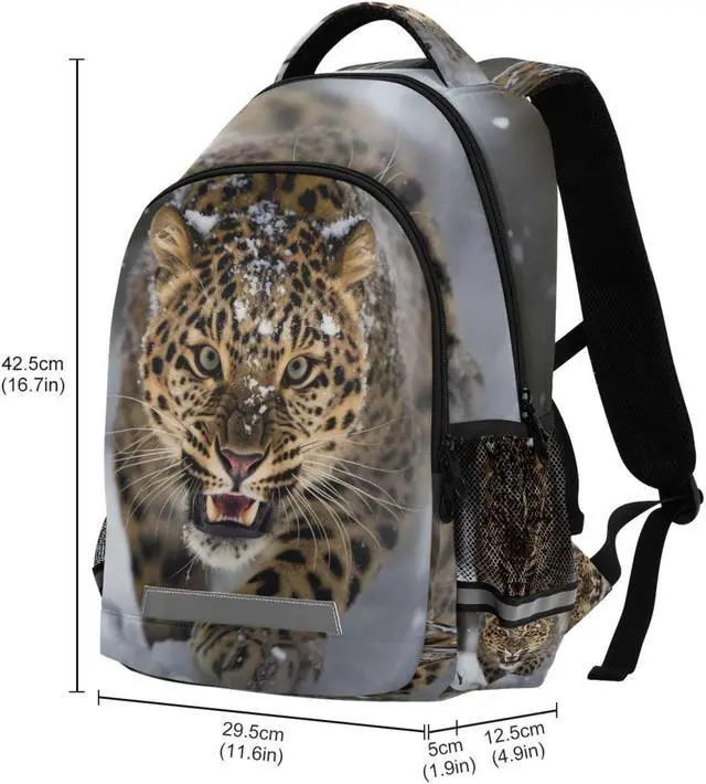 Alt view image 3 of 5 - ALAZA Snow Cheetah Leopard Backpacks Travel Laptop Daypack School Book Bag for Men Women Teens Kids