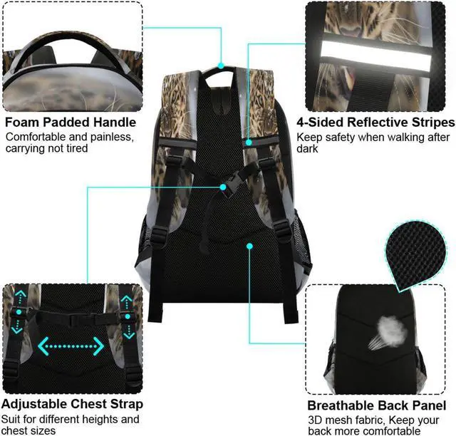 Alt view image 4 of 5 - ALAZA Snow Cheetah Leopard Backpacks Travel Laptop Daypack School Book Bag for Men Women Teens Kids