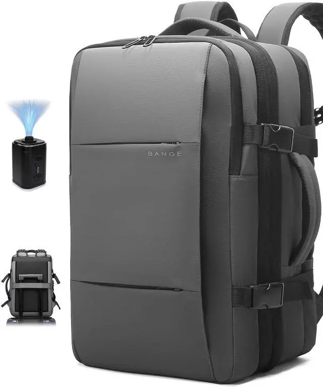 Main image of BANGE Airback Backpack with Anti-Theft Vacuum Compression Travel Backpack,Expandable Backpacks with Pump for Airplanes
