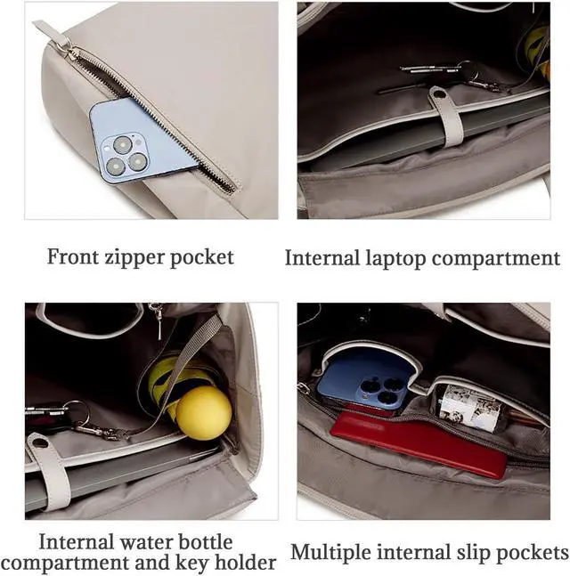 Alt view image 4 of 5 - KEBEIXUAN Womens Work Bag Computer Laptop Tablet Shoulder Bag Work Tote Bags With Zipper Handbags for Teachers Gift Travel (Green)