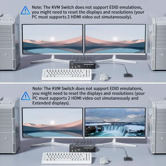Alt view image 3 of 5 - BolAAzuL 2-Port HDMI USB KVM Switch 4K@60Hz, Dual-Port USB 2.0 HDMI 2.0 KVM Switcher 2X2, Keyboard Mouse Peripherals Switcher KVM HDMI USB 2 in 2 Out for 2 PCs 2 Monitors