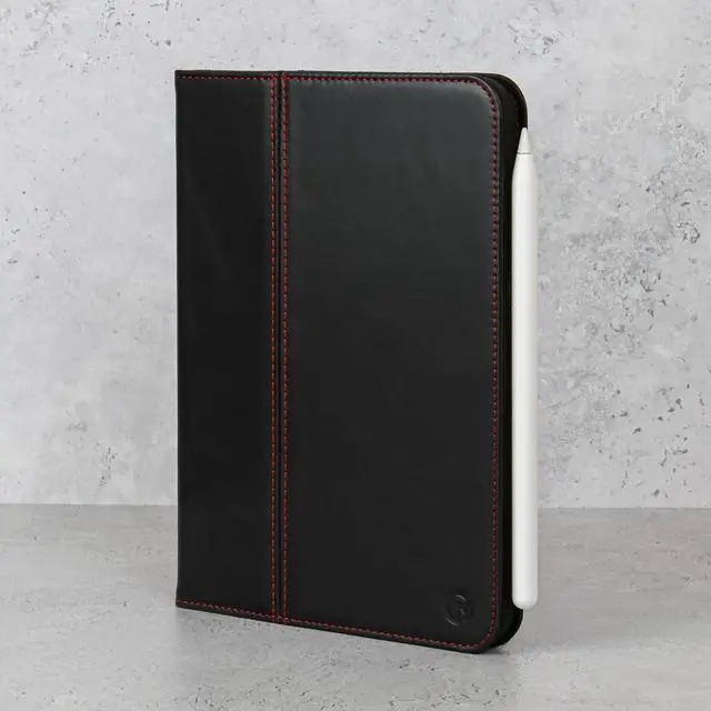 Alt view image 4 of 5 - Casemade Real Leather Case Compatible with iPad Mini 7 (A17 Pro) / 6th Gen (2021) - Full-Grain Leather Cover, Auto Sleep/Wake, Dual Stand Position (Black)