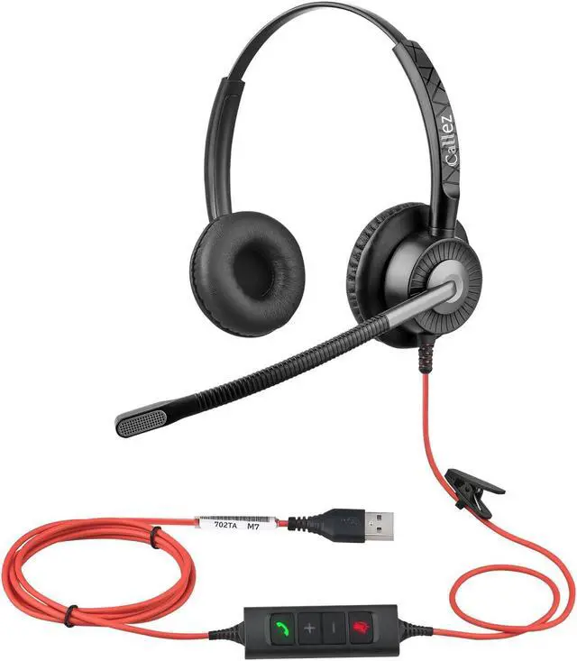 Main image of Callez USB Headset with ENC Dual Mic Noise Cancelling for PC Laptop Mac, Computer Headset with MS Teams Call Button Wired Stereo Headphones for Teams Zoom Home Office Work Call Center
