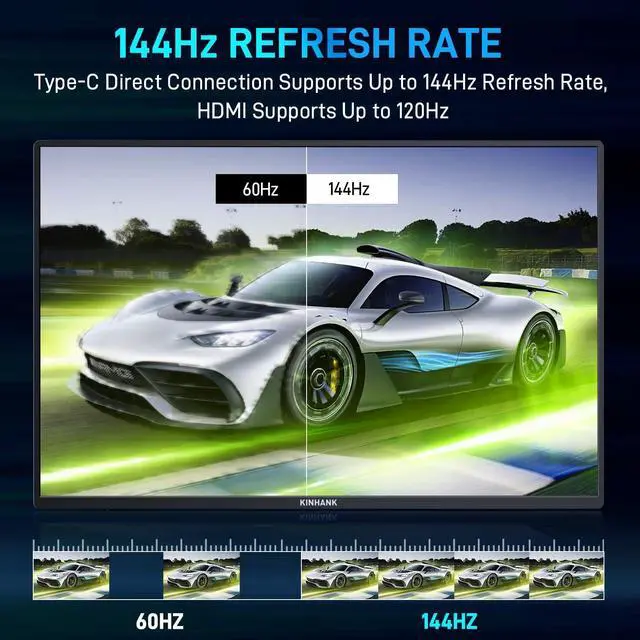 Alt view image 3 of 5 - 16'' 2.5K Portable Monitor, 144Hz 2560 * 1600P QHD Portable Laptop Monitor, HDR Freesync Gaming Monitor, Android TV 12.0 OS, USB-C HDMI External Second Screen, for Laptop/PC/Mac/Phone/PS5 /Xbox/Switch