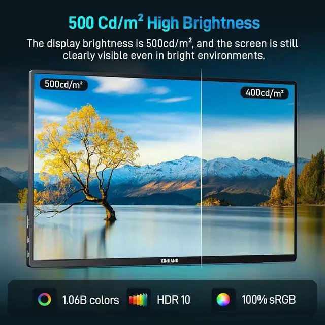 Alt view image 4 of 5 - BOMJUPBR 16'' 2.5K Portable Monitor, 144Hz 2560 * 1600P QHD Portable Laptop Monitor, HDR Freesync Gaming Monitor, USB-C HDMI External Second Screen, for Laptop/PC/Mac/Phone/PS5 /Xbox/Switch