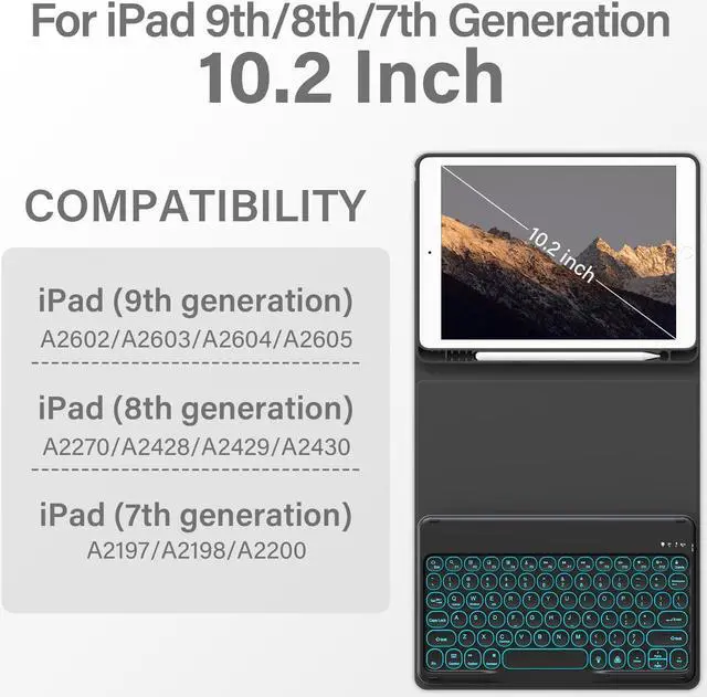 Alt view image 2 of 5 - BQDIYOO Keyboard Case for iPad 9th/8th/7th Generation(2021/2020/2019) Detachable Wireless Bluetooth Keyboard Case for 10.2 inch iPad 9/8/7 Cover with Pencil Holder Auto Wake/Sleep, Black