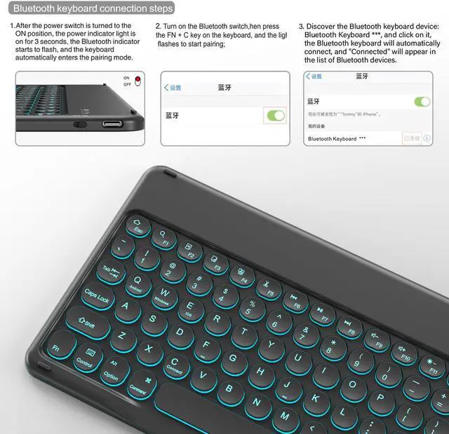 Alt view image 3 of 5 - BQDIYOO Keyboard Case for iPad 9th/8th/7th Generation(2021/2020/2019) Detachable Wireless Bluetooth Keyboard Case for 10.2 inch iPad 9/8/7 Cover with Pencil Holder Auto Wake/Sleep, Black