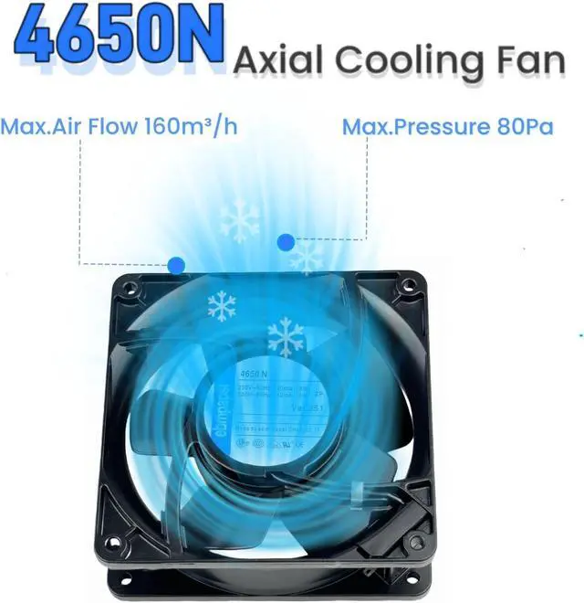 Alt view image 5 of 5 - for ebmpapst Cooling Fan 4650N, All Metal High Temperature Resistant Axial Cooling Fan 2-Pin 120x120x38mm AC 230V 50/60Hz 0.12A