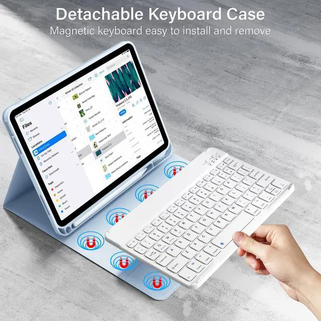 Alt view image 3 of 5 - KVTVOU Keyboard Case for iPad (A16) 11th/10th Generation (11/10.9 Inch, 2025/2022) with Pencil Holder, Magnetic Detachable Wireless Bluetooth Keyboard, Folio Keyboard Cover - Thin & Light, Blue