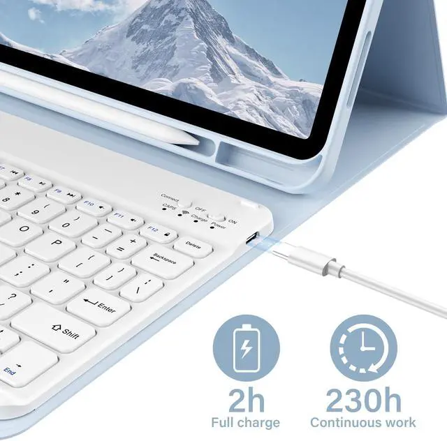 Alt view image 5 of 5 - KVTVOU Keyboard Case for iPad (A16) 11th/10th Generation (11/10.9 Inch, 2025/2022) with Pencil Holder, Magnetic Detachable Wireless Bluetooth Keyboard, Folio Keyboard Cover - Thin & Light, Blue