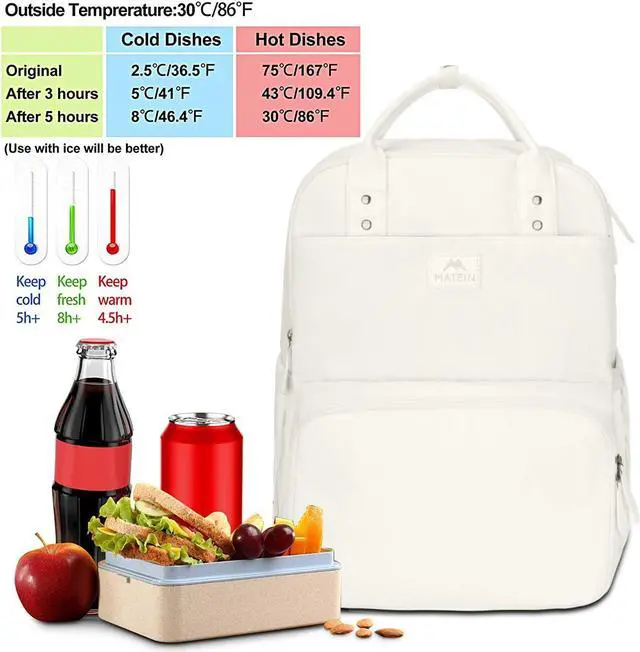 Alt view image 2 of 5 - MATEIN Lunch Backpack for Women, Water Resistant 15.6 Inch Laptop Backpack with USB Port, Large Lunch Tote Bag for Travel Work Camping College, Birthday Gift Choice for Mom Girlfriend (Beige)