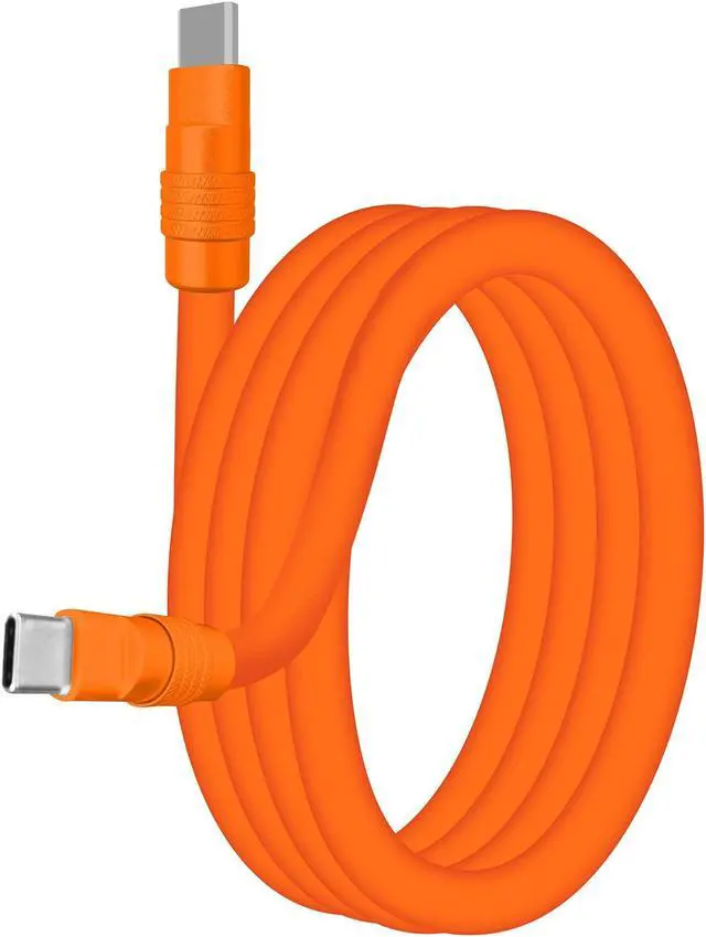 Main image of chubbycable Chubby 3.0 Fast Charging Cable Durable Soft Silicone USB C Cable 240W Extra Thick Phone Charger Cord Data Transfer Cord, Orange+Orange, Type-C to Type-C, 16.4 FT