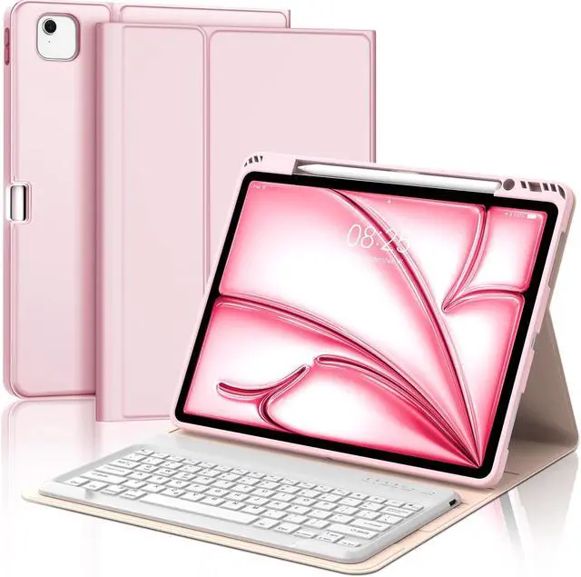 Main image of BORIYUAN iPad Air 13 inch Case with Keyboard (M2, 2024), Detachable Wireless Bluetooth Keyboard, Slim Folio Cover with Pen Holder for iPad 12.9" 6th 2022/5th 2021/4th 2020/3rd 2018, Auto Sleep/Wake