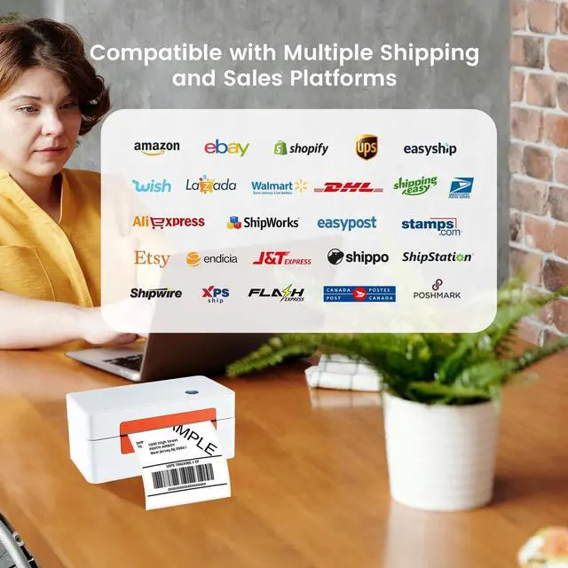 Alt view image 5 of 5 - Bluetooth Shipping Label Printer - Shipping Thermal Label Printer for Small Business, Compatible with Android. iPhone.Windows, Bluetooth Thermal Label Printer 4x6 for USPS, eBay, , FedEx Labels