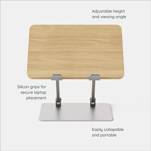 Alt view image 3 of 5 - Branch Adjustable Laptop Stand - Elevate Ergonomics & Reduce Strain, Laptop Riser Customizable Height & Angle, Portable & Robust Design for Home or Office, Secure Silicon Grips - Woodgrain