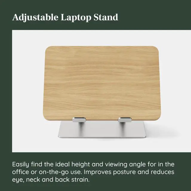 Alt view image 2 of 5 - Branch Adjustable Laptop Stand - Elevate Ergonomics & Reduce Strain, Laptop Riser Customizable Height & Angle, Portable & Robust Design for Home or Office, Secure Silicon Grips - Woodgrain