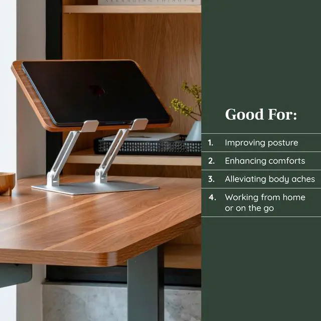 Alt view image 5 of 5 - Branch Adjustable Laptop Stand - Elevate Ergonomics & Reduce Strain, Laptop Riser Customizable Height & Angle, Portable & Robust Design for Home or Office, Secure Silicon Grips - Woodgrain