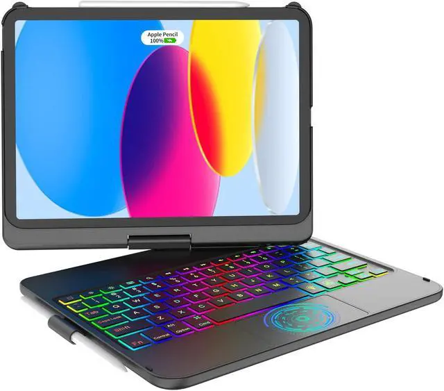 Main image of CC Store Touchpad Keyboard Case for iPad 10th Generation 10.9" 2022, Multi-Touch & Backlit Keys, 360° Rotatable & Pencil Holder,for New iPad 11 Generation(A16) 11-inch Case Keyboard (Black)