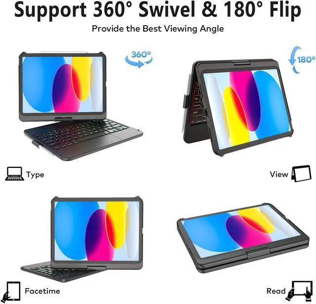 Alt view image 5 of 5 - CC Store Touchpad Keyboard Case for iPad 10th Generation 10.9" 2022, Multi-Touch & Backlit Keys, 360° Rotatable & Pencil Holder,for New iPad 11 Generation(A16) 11-inch Case Keyboard (Black)