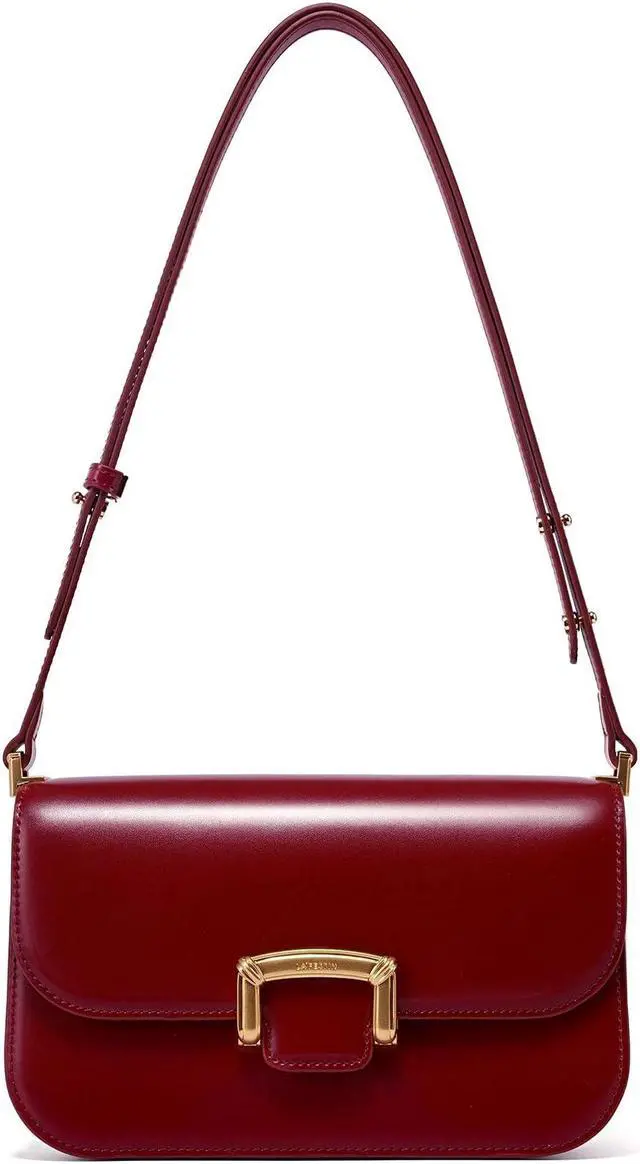 Main image of LA FESTIN Small Leather Shoulder Bag for Women - Designer Crossbody Handbag Satchel Purse with Strap for Everyday Use(Red)