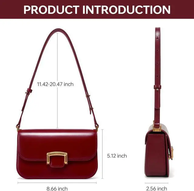 Alt view image 3 of 5 - LA FESTIN Small Leather Shoulder Bag for Women - Designer Crossbody Handbag Satchel Purse with Strap for Everyday Use(Red)
