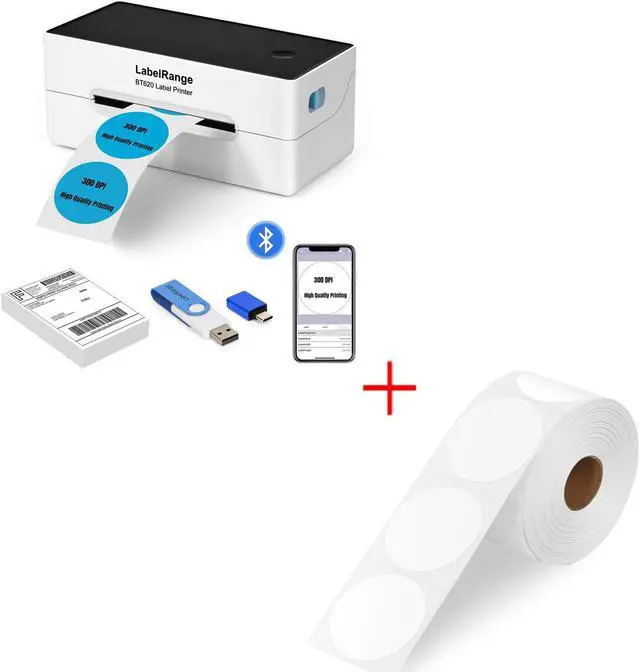 Main image of BT620 Label Printer with 750 Sheets 2'' Circle Thermal Labels