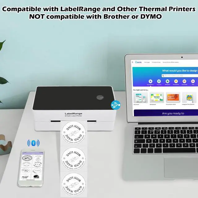 Alt view image 5 of 5 - BT620 Label Printer with 750 Sheets 2'' Circle Thermal Labels