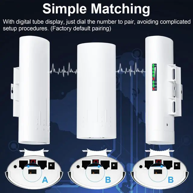 Alt view image 4 of 5 - Point to Multipoint Outdoor Starlink Internet Long Range Wireless Bridge for Starlink Gen 3 Router, Starlink WiFi Extender, IP65 Waterproof, 5.8GHz 100Mbps 3 KM with 16dBi High Gain Antenna(3Pack)