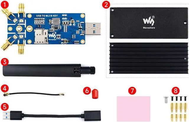 Alt view image 4 of 5 - 5G DONGLE Module Support SIMCom & Quectel 5G Module, Quad Antennas, Aluminum Alloy Heatsink, M.2 to USB 3.1 Port