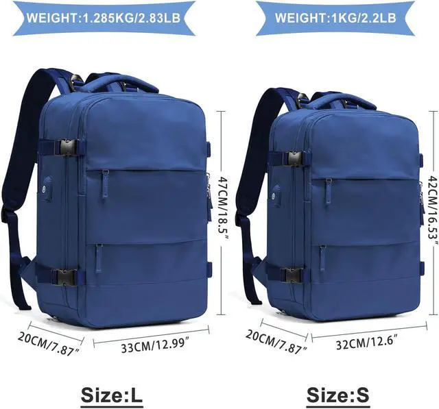 Alt view image 2 of 5 - coowoz Large Travel Backpack For Women Men,Carry On Backpack Flight Approved,Hiking Backpack Outdoor Rucksack Casual Daypack Travel Bag Essentials Personal Item Backpack (Royal Blue L)