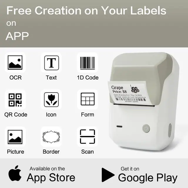 Alt view image 3 of 5 - LMASBLTER Gray Barcode Label Printer B1 Portable Bluetooth Thermal Mini Label Maker Printer Apply to Labeling, Office, Cable, Retail, Barcode+2 Rolls Colorful Square Label Maker Tape