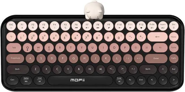 Main image of Lomiluskr Colorful Wireless Keyboard, Bluetooth/2.4G Dual Mode, Compact TKL Quiet Membrane Keyboard, Cute Gradient Retro Round Keycaps, Compatible with PC/Laptop/Tablet/Smartphone (Black)